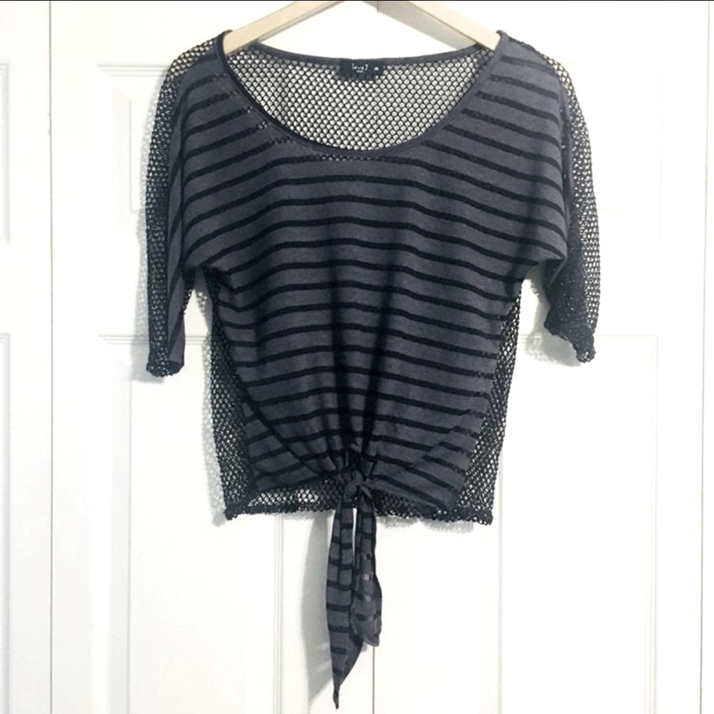 Striped Sheer Mesh Beach Casual Dolman Top